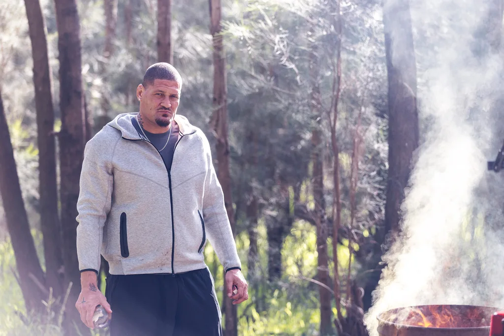 williw mason looking serious out in the woods