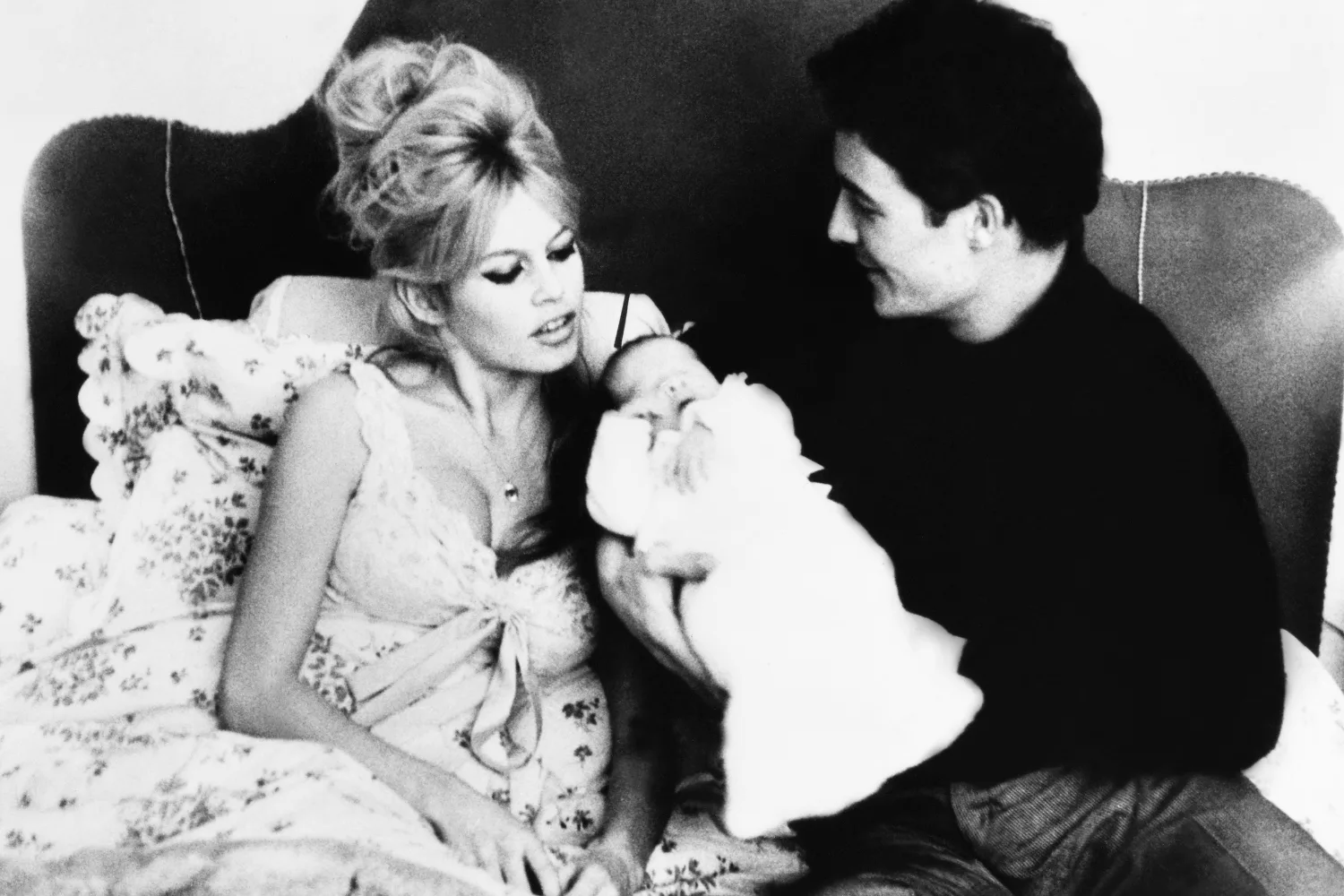 Brigitte Bardot, Jacques Charrier And Their Son Of 3 Days Old Nicolas. 1960
