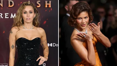 Miley Cyrus and Zendaya pose on red carpets