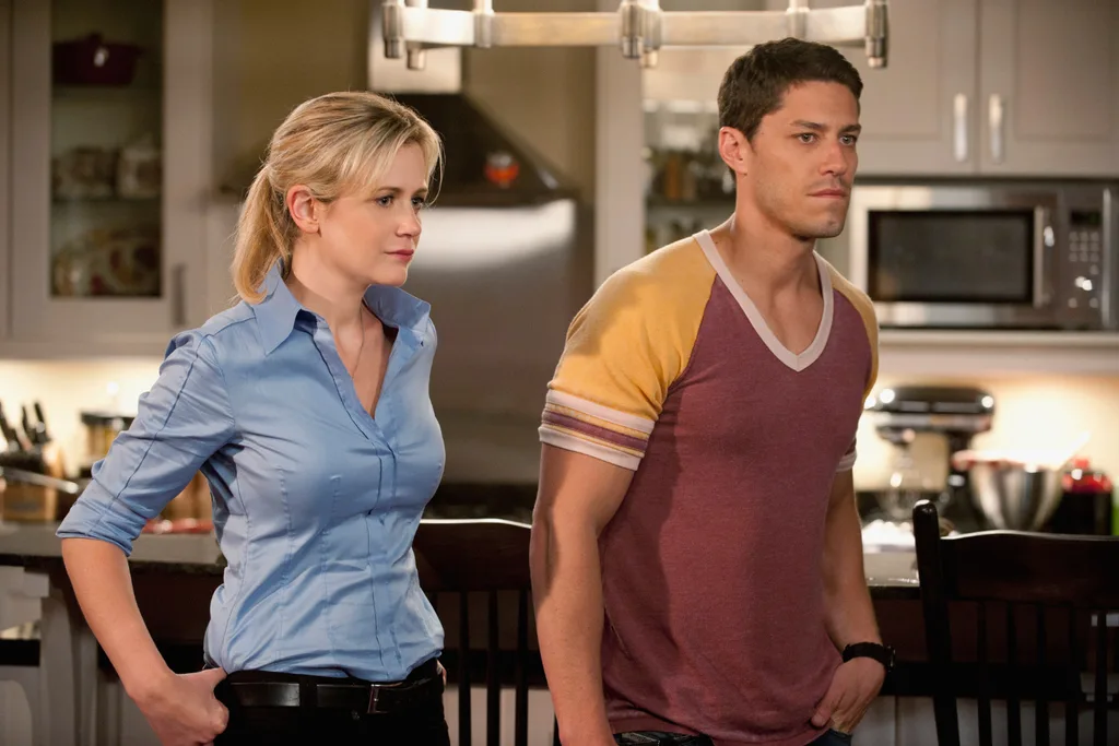 Rachael Carpani as Abby Kowalski, Brandon Quinn as Richie Kowalski (Photo by Ben Mark Holzberg/NBCU Photo Bank/NBCUniversal via Getty Images via Getty Images)