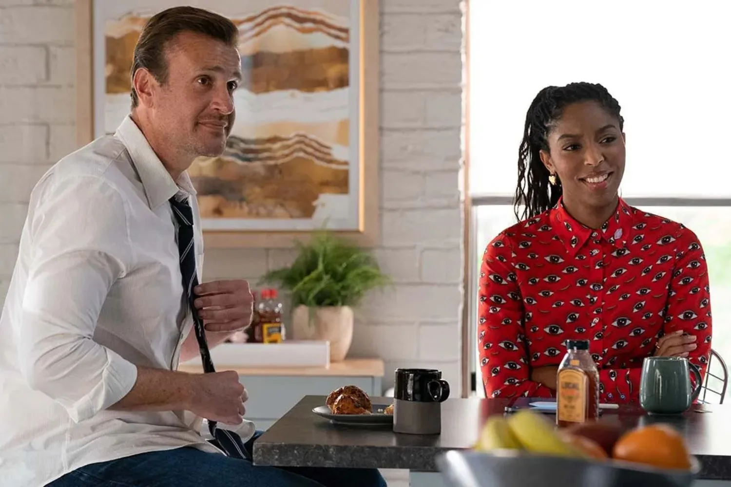 Jessica Williams and Jason Segel in Shrinking. Pic: Apple TV