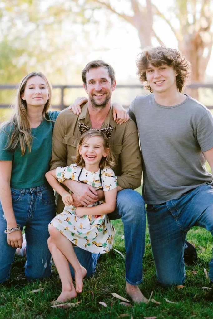 Noah Pitt and his kids./Pic: Getty