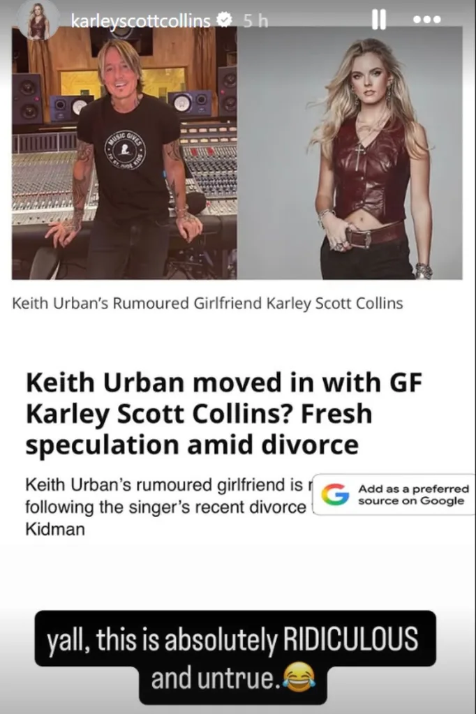 Karley Scott Collins' Instagram story Pic: Instagram