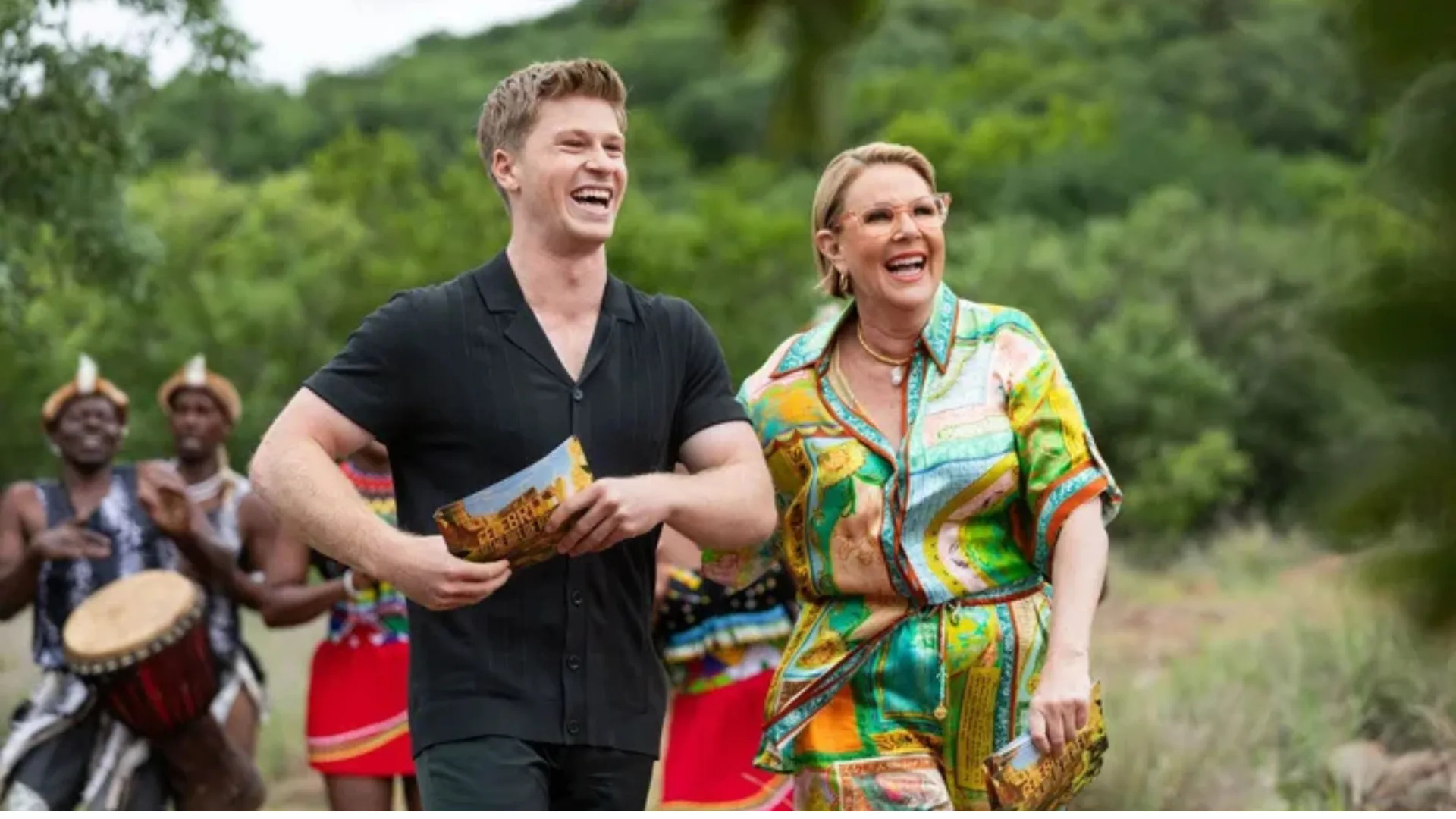 Robert Irwin and Julia Morris smiling.