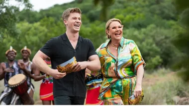 Robert Irwin and Julia Morris smiling.
