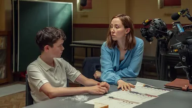Adolescence stars Owen Cooper and Erin Doherty.