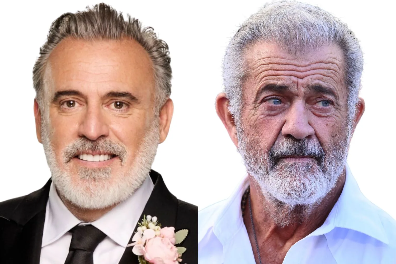 Steve Powell and Mel Gibson. Pic: Channel 9 and Getty