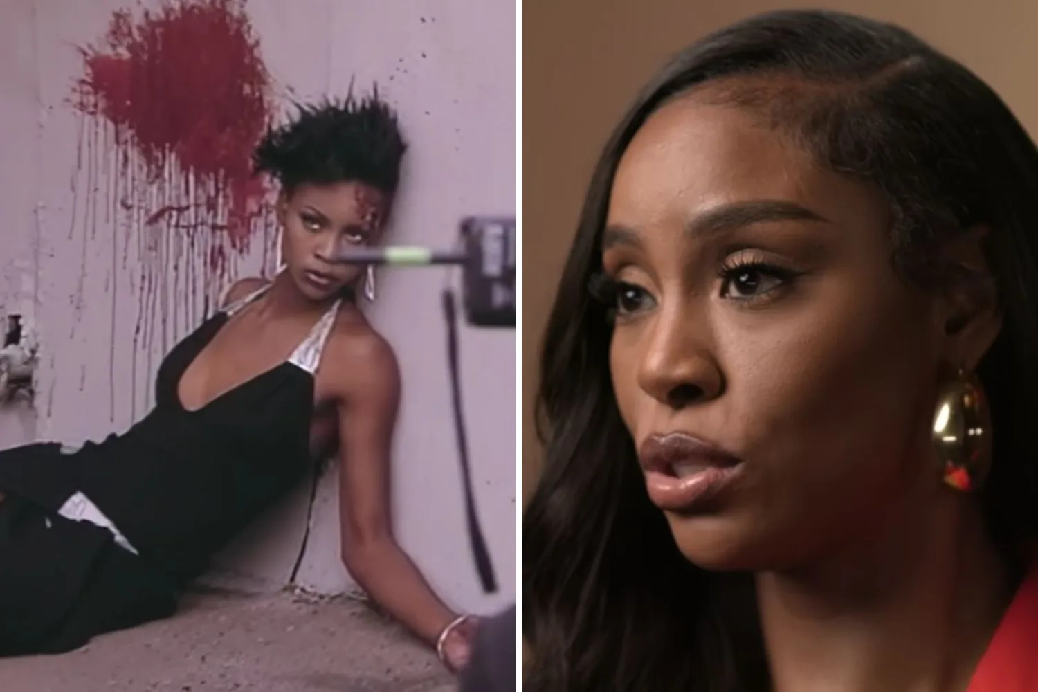 Dionne was forced to pose as the victim of a gunshot wound. Credit: Netflix 