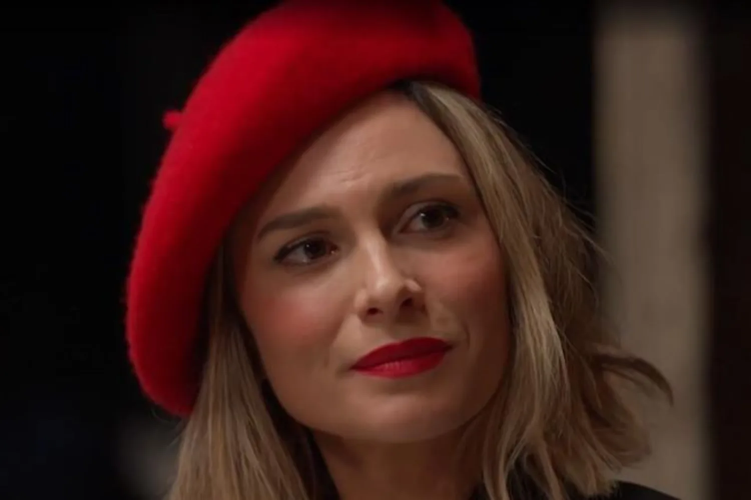 Julia Vogl from MAFS wears a red beret. Credit: Channel Nine 