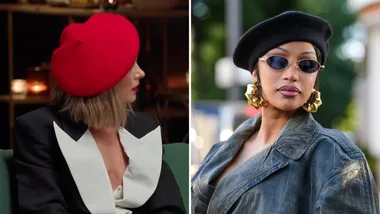 Julia Vogl and Cardi B wear berets. Credit: Nine/Getty
