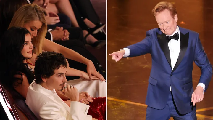 Conan O'Brien, Timothée and Kylie Jenner.