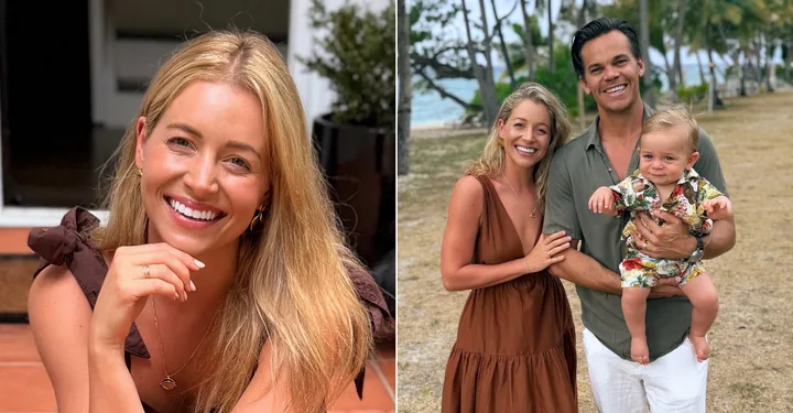 collage of hollly kingston smiling at the camera next to an image of her and her family on a beach holiday