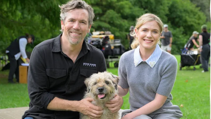 Patrick Brammall and Harriet Dyer on the set of Colin From Accounts