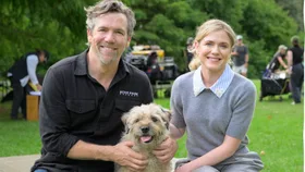 Patrick Brammall and Harriet Dyer on the set of Colin From Accounts