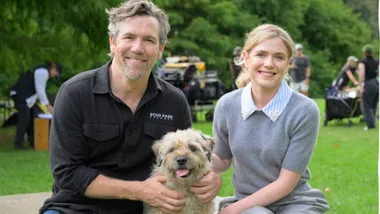 Patrick Brammall and Harriet Dyer on the set of Colin From Accounts