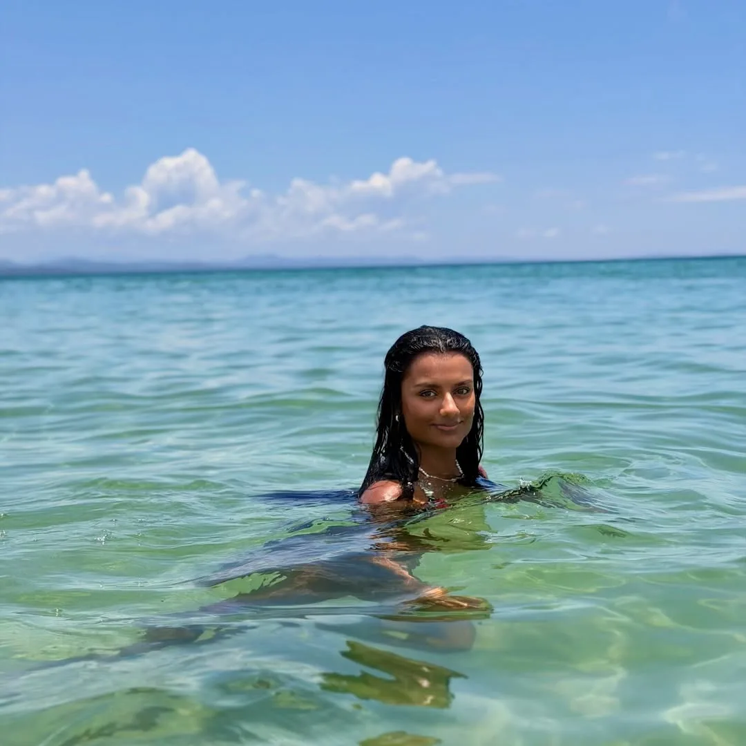 Bridgerton star Simone Ashley swims in the ocean