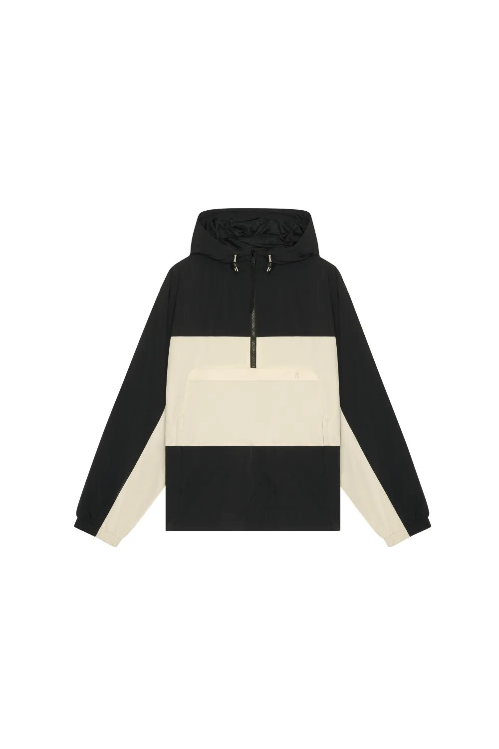 black and white stiped hooded jacket