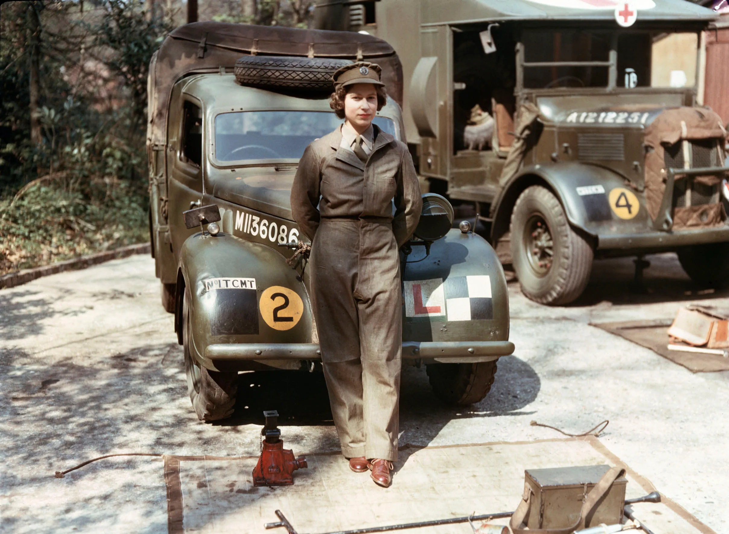 The Queen in her army uniform 
