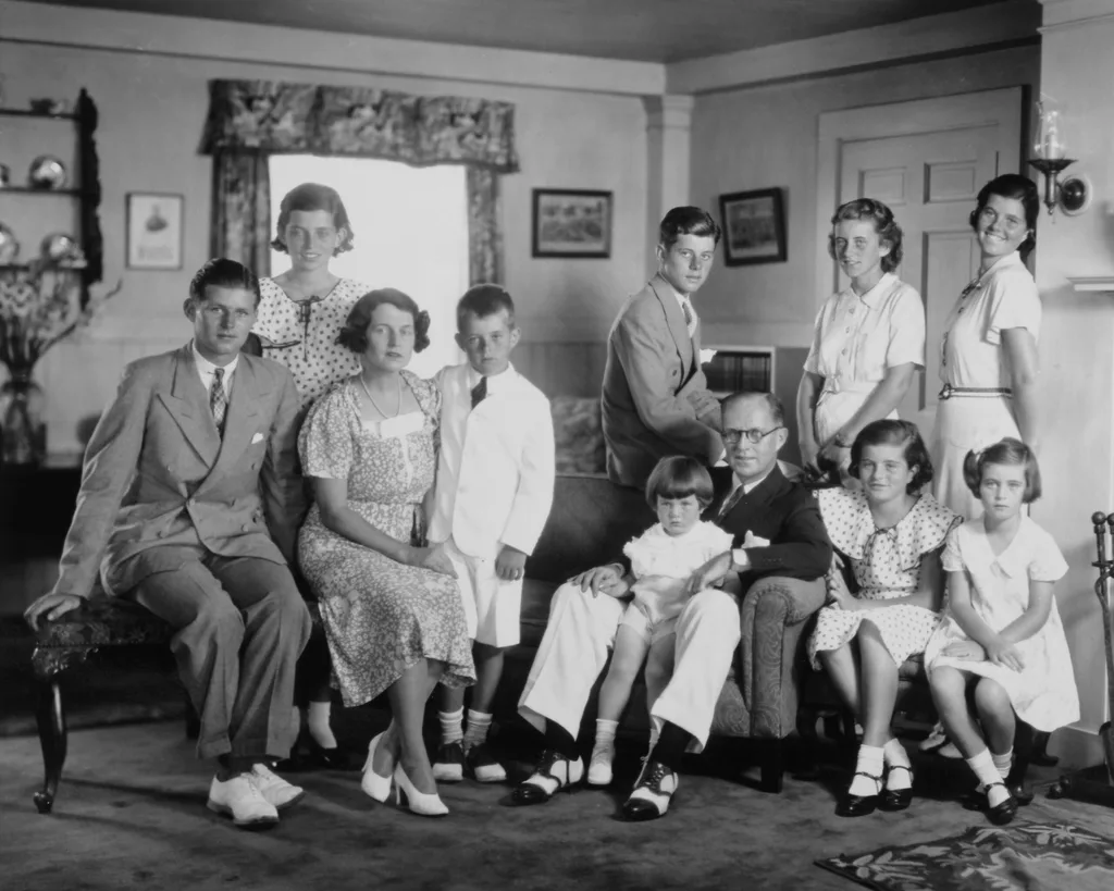 black and white image of the kennedy family