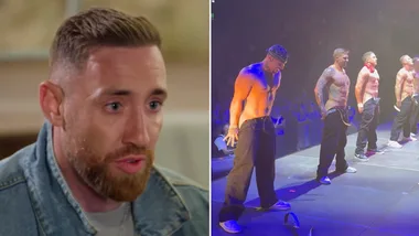 MAFS Danny Hewitt (left) and Magic Men performers (right).