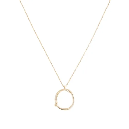 Gold Tone Sparkle Detail Open Circle Pendant Necklace

