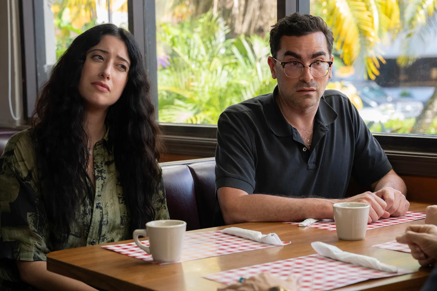 Taylor Ortega and Dan Levy star as siblings in Big Mistakes. Credit: Netflix