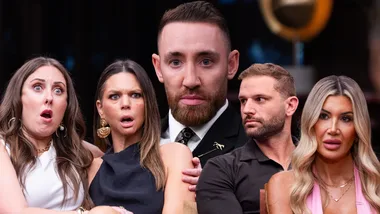 MAFS groom Danny with other contestants looking shocked.