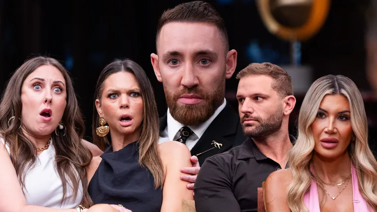 MAFS groom Danny with other contestants looking shocked.