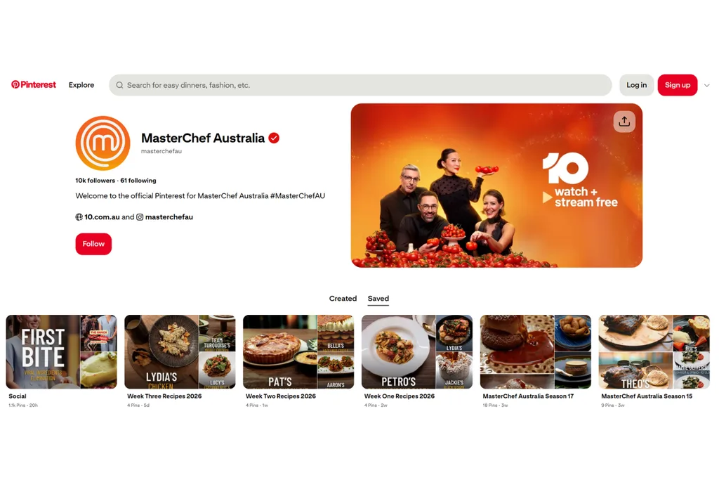 The 2026 MasterChef Australia recipes are available on the show's official Pinterest account. Credit: Pinterest/masterchefau