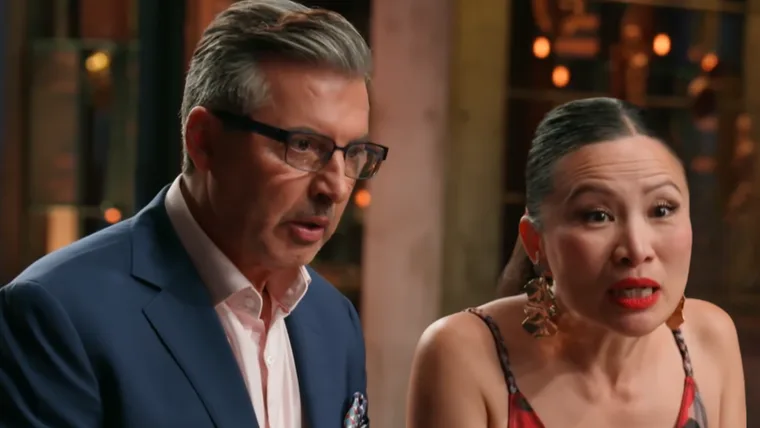 MasterChef's Jean-Christophe and Poh looking shocked.