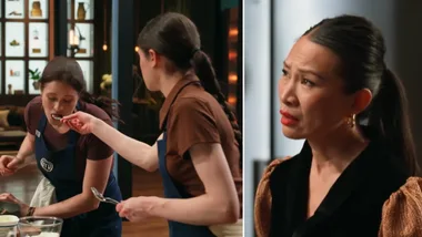 Contestants and judge Poh Ling Yeow on MasterChef Australia. Credit: Channel Ten