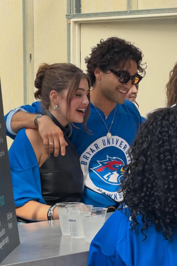 Josh Heuston and Ella Bright on set of Off Campus