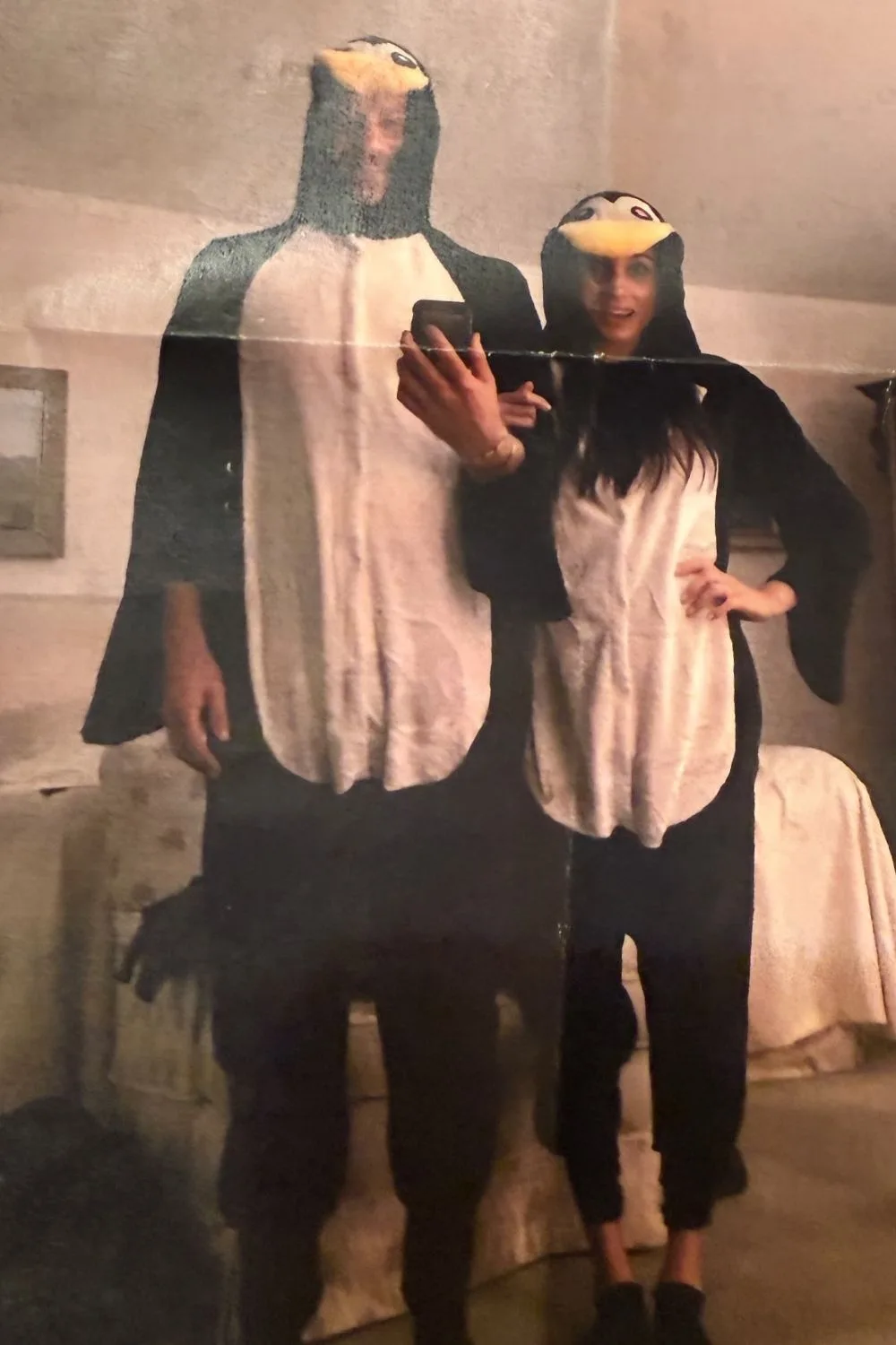 Harry and Meghan dressed as penguins