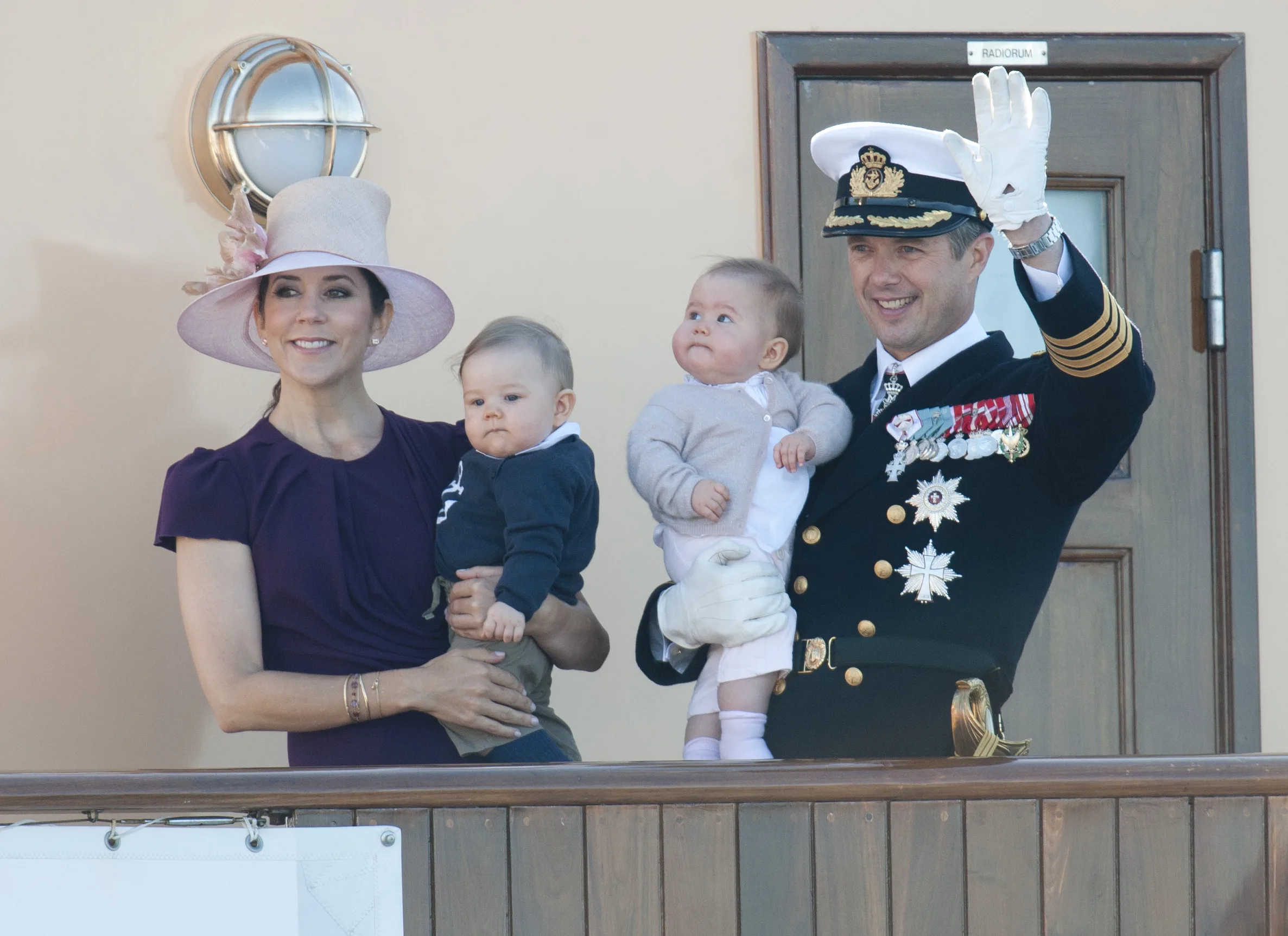 Fred, Mary and the twins on Denmark's royal yacht 