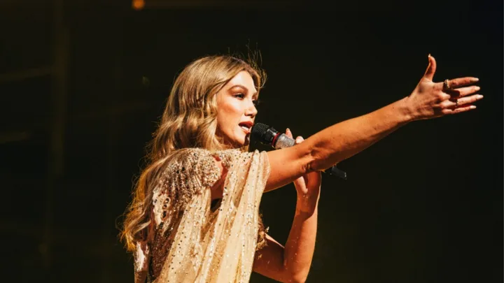 Delta Goodrem's dress rehearsal raises the stakes ahead of her semi-final Eurovision performance. Credit: IG/aussievisionnet