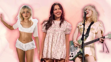 Sabrina Carpenter, Olivia Rodrigo and Courtney Love wear babydoll dresses. Credit: Getty/Instagram