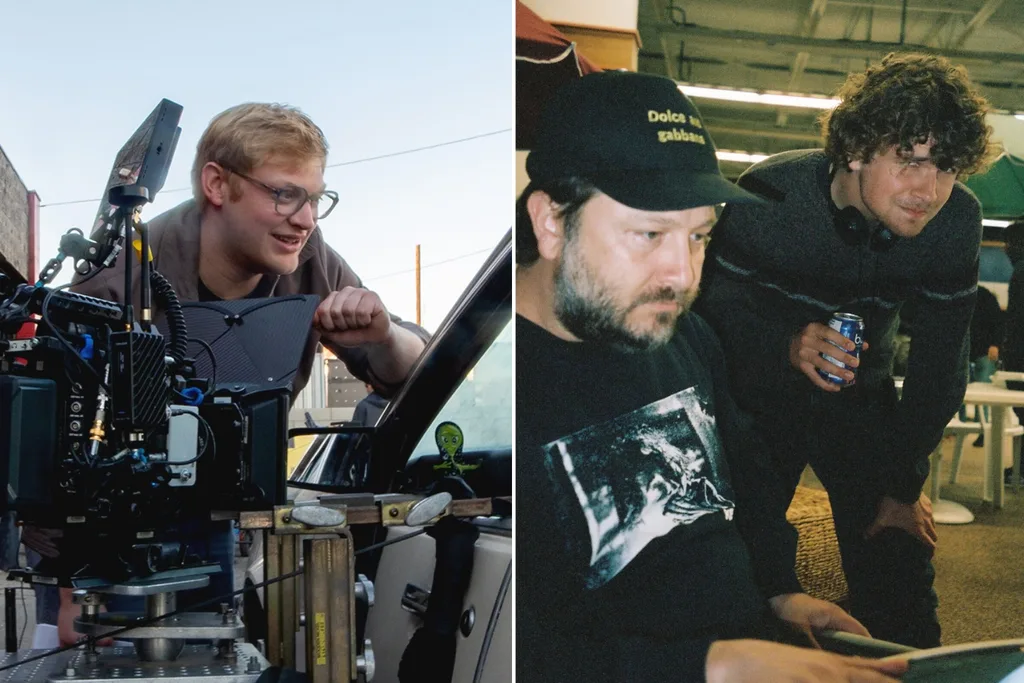 Curry Barker and Kane Parsons on the set of Obsession and Backrooms respectively.