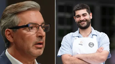 MasterChef judge Jean-Christophe and contestant Vinnie.