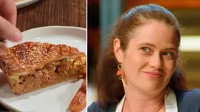 MasterChef's Hannah Johnson (right) and her pie (left) that won.