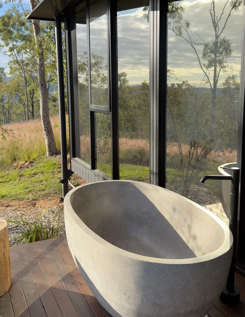 a bathtub on a verandah