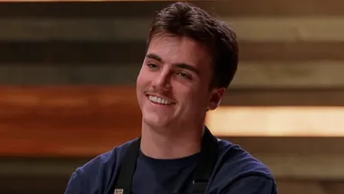 MasterChef's Luke in the black apron.