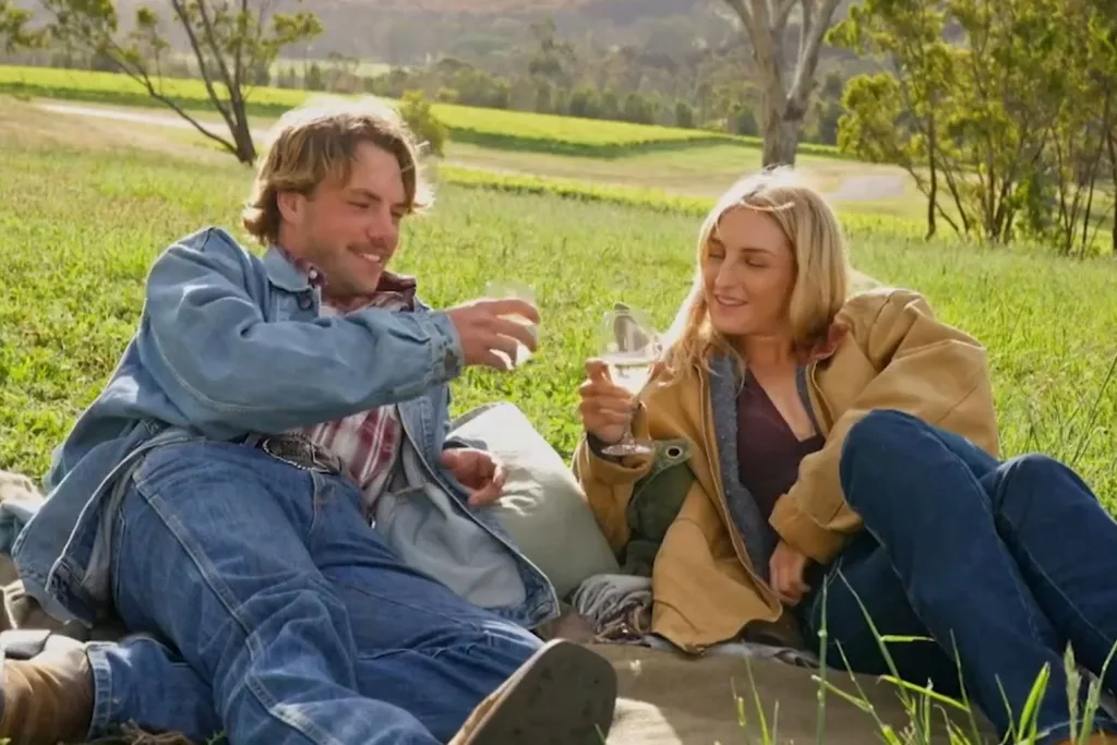 Farmer Dylan and Keeley on a date on Farmer Wants A Wife