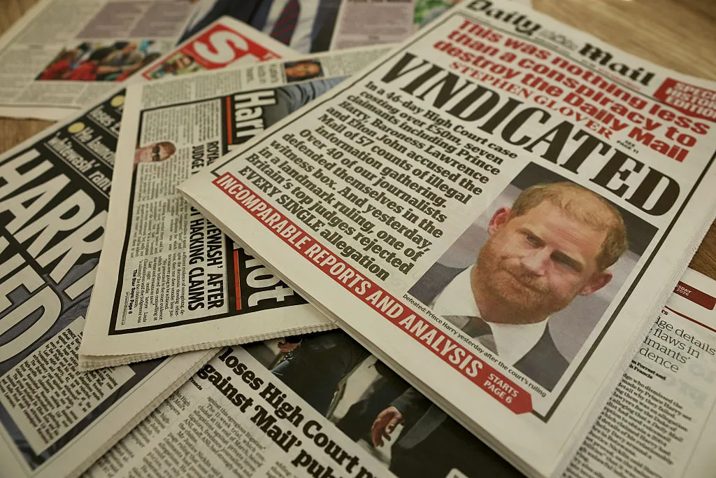 British newspapers after Prince Harry's court loss