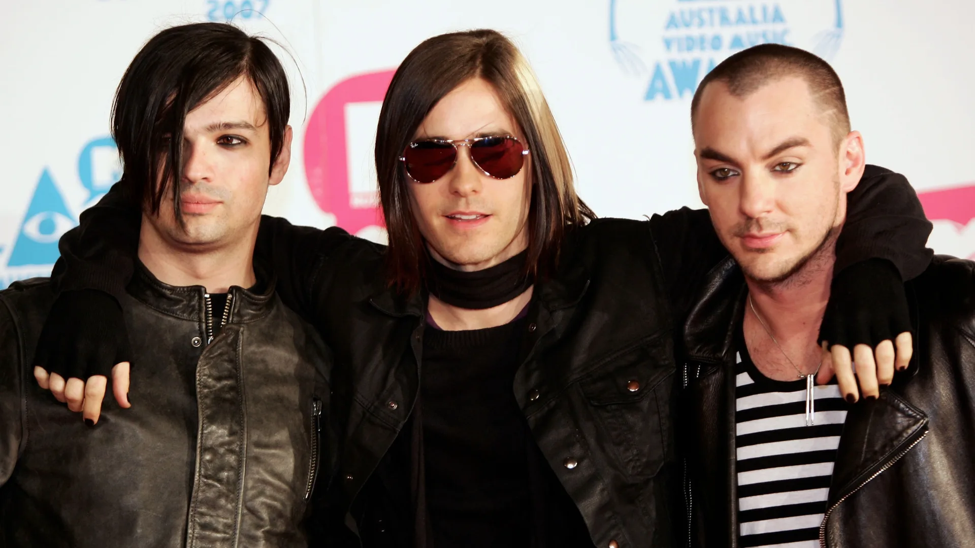 The band 30 Seconds to Mars attends the MTV VMAS in 2007. 