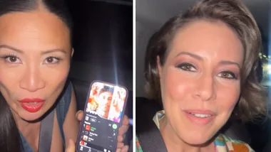 Poh Ling Yeow (left) showing Petro's Spotify account and Sofia Levin (right)