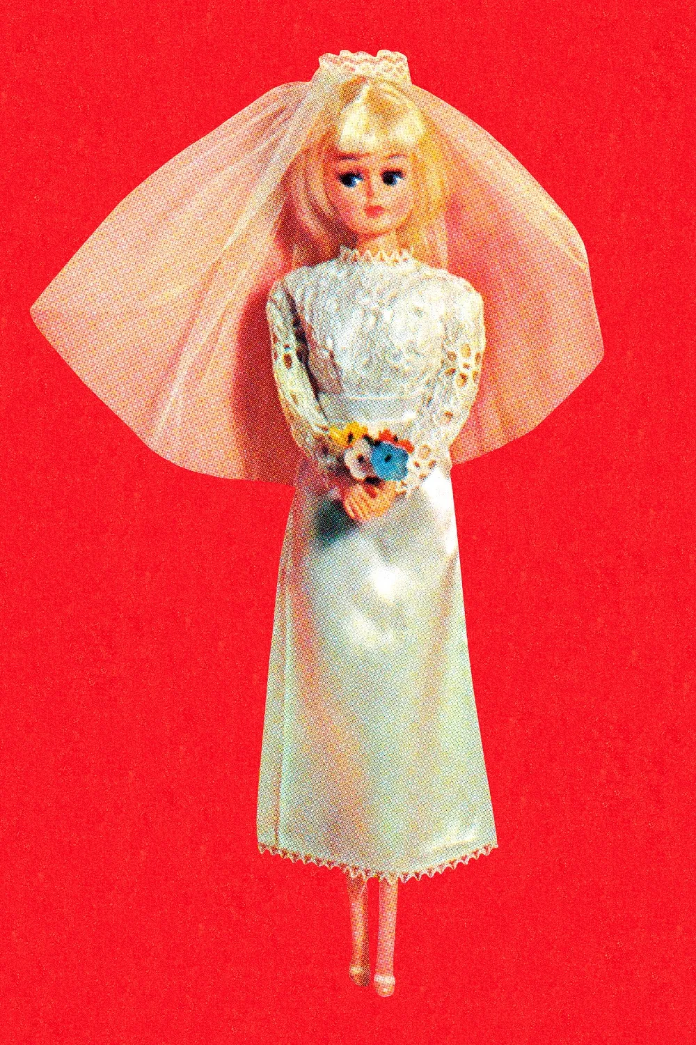 Blonde Fashion Doll Bride - stock illustration.