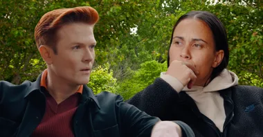 rhys and kirby looking tense in conversation