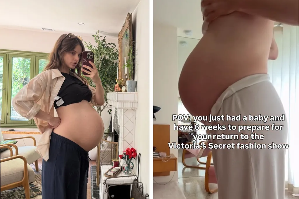 Barbara Palvin pregnant (left) and Elsa Hosk (right)