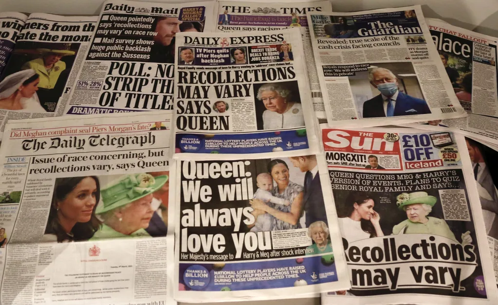 Newspaper headlines about Harry and meghan