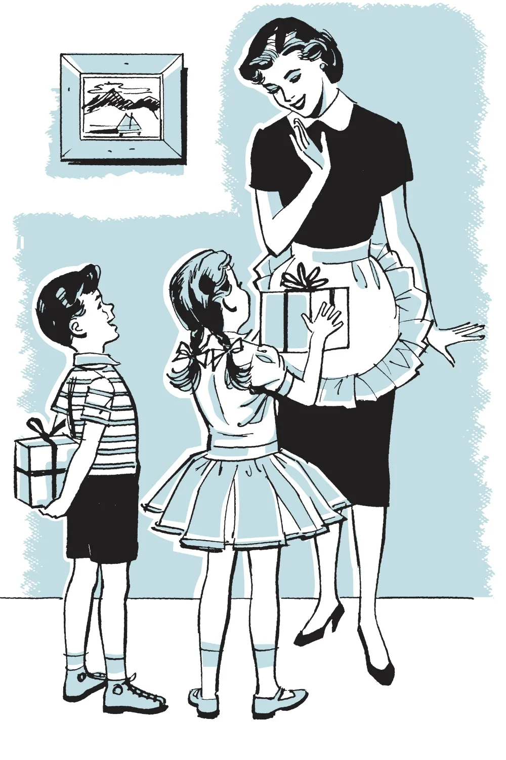 Graphic of mother and kids. Pic: Getty